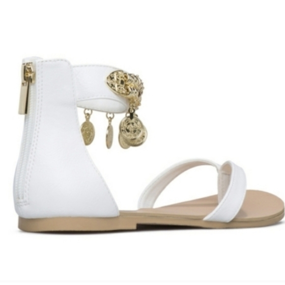 Ankle Strap Sandal with Gold Coin Charms & Beading - Picture 6 of 8